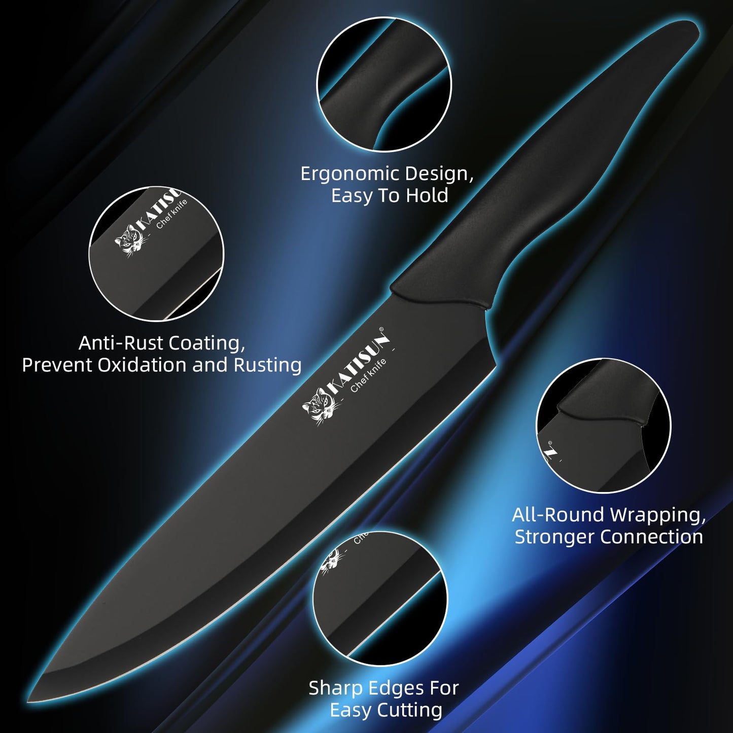 16 Pieces German Knife Stainless Steel Kitchen Block Set with Cutting Board and Sharpener