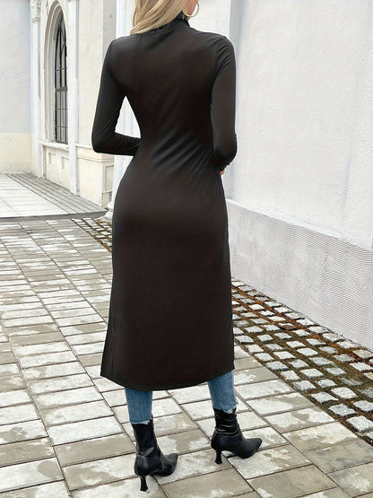 Elegant Long Sleeve Long Top For Spring & Fall