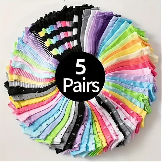 5/10/20 Chaussettes chevilles respirantes colorées à imprimé cœurs pour femmes