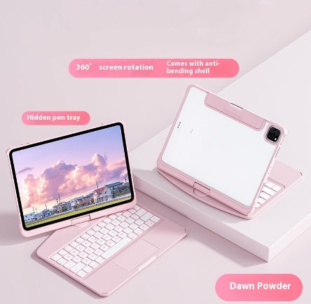 Étui transparent avec clavier pivotant à 360° pour iPad avec porte-stylet