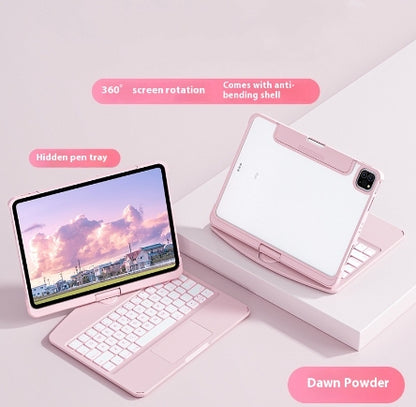 Étui transparent avec clavier pivotant à 360° pour iPad avec porte-stylet