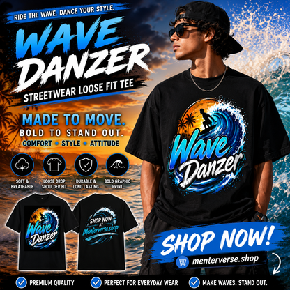 Wave Dancer Streetwear Loose Drop Shoulder T-Shirt