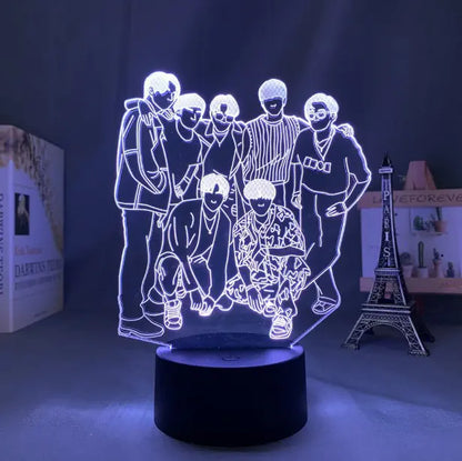 BTS USB Touch Remote Colorful 3D LED Night Light