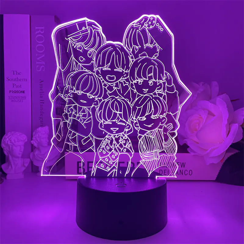 BTS USB Touch Remote Colorful 3D LED Night Light